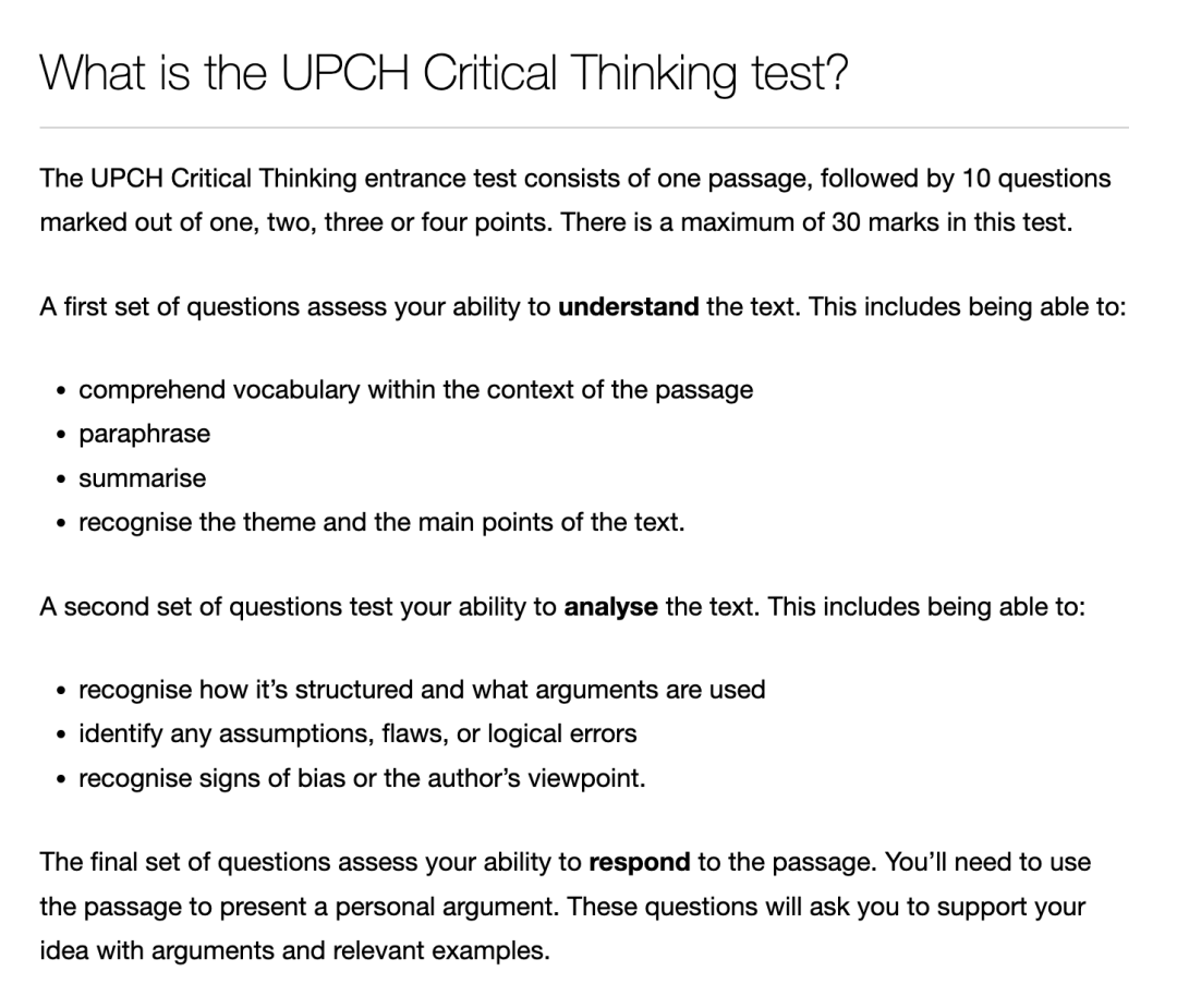 ucl critical thinking test