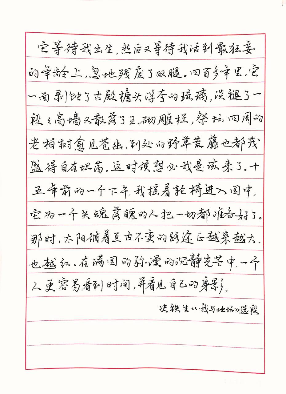 史铁生我与地坛散文选段手写钢笔字笔友钢笔书法习作欣赏