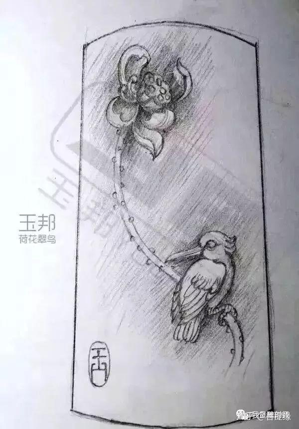 玉雕手稿图 花鸟图片