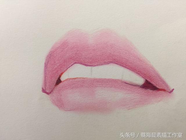 画半永久美妆素描都喜欢的粉色嘴唇步骤稿