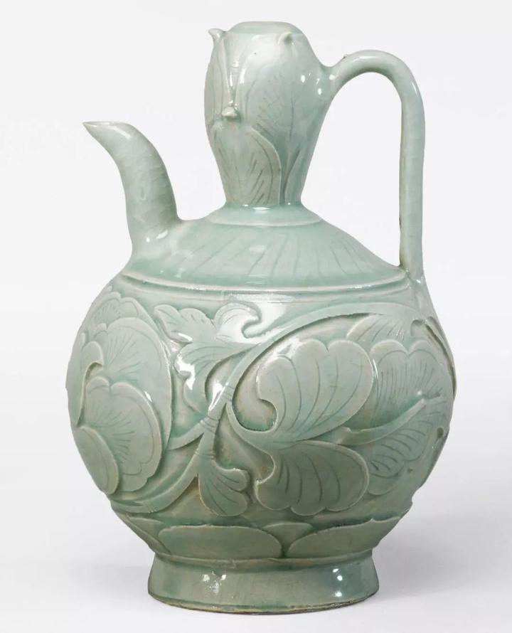 中国古美術品、耀州窑刻花鳥小口四系花瓶、 中国古美術品、耀州窑刻花鳥小口四系花瓶、 中国古美術品、