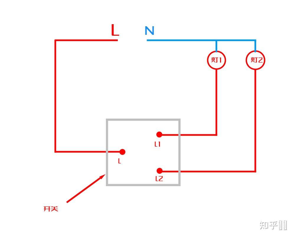 一個開關控制兩盞燈開啟開關一個燈亮另一個燈就滅關開關原本亮的燈滅