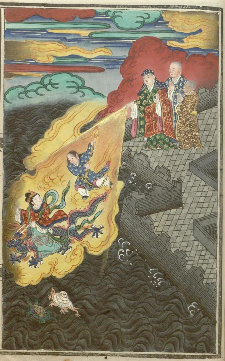 明清彩绘与版画《释氏源流应化事迹》10：高僧传记：玄奘、僧伽、千岁宝掌、义湘与善妙女等【高清大图】 - 知乎