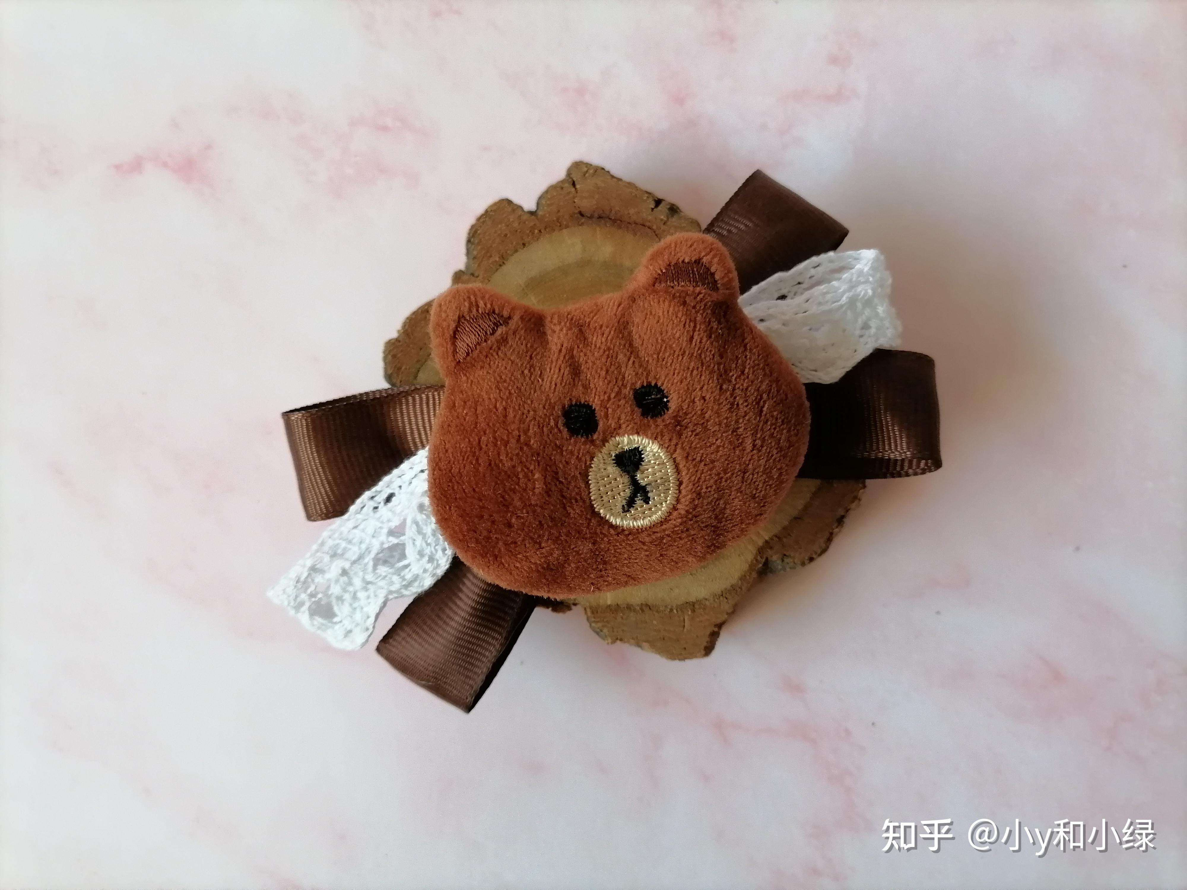 【小y和小绿】包装带拎手魔改——可爱风布朗熊手工发夹制作