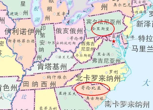 北卡罗来纳州地图中文图片