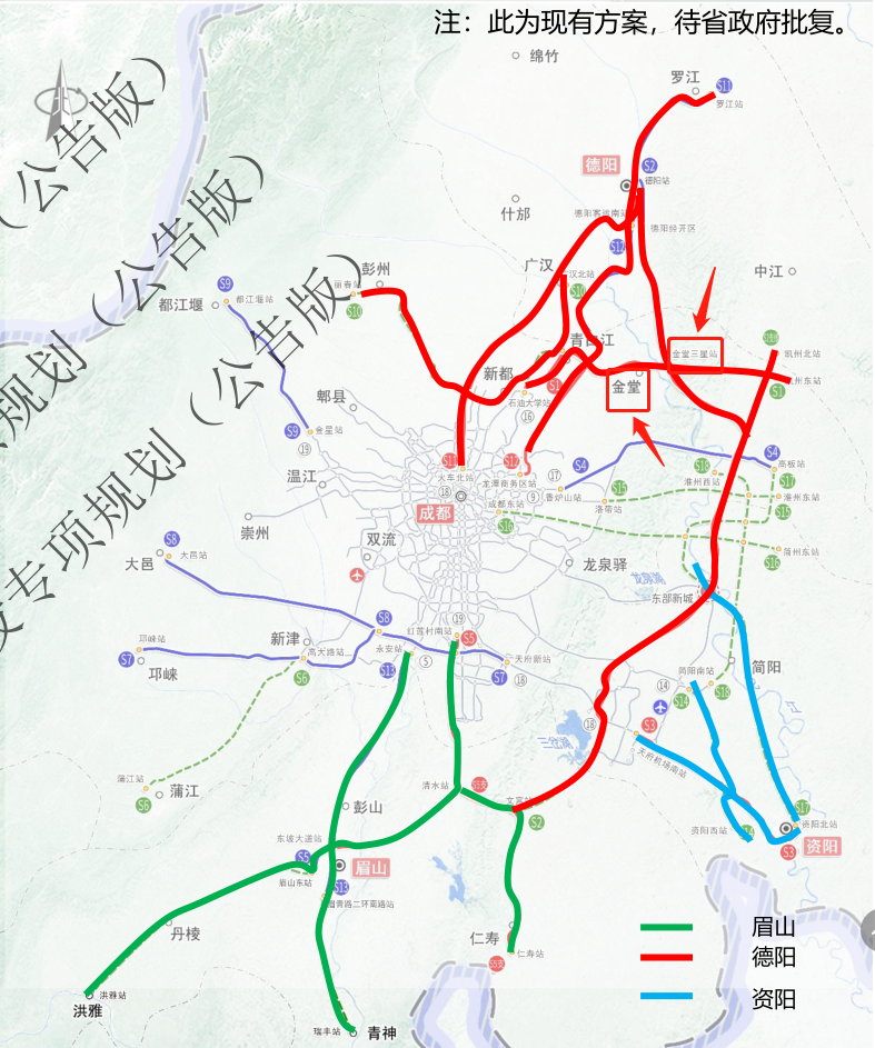 資陽方向擬新增s3,s14,s17等3條線,實現東部區域三大新城與資陽互聯