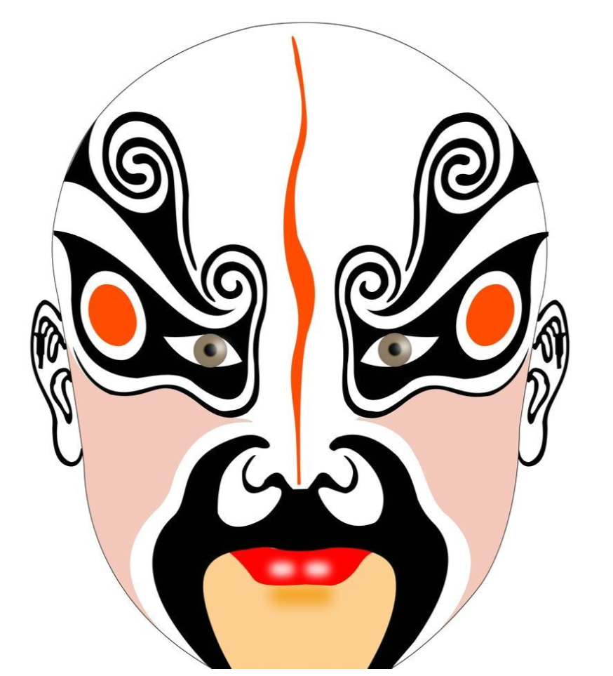 的——因为这个核桃的肚儿上的纹理,看上去很像是京剧脸谱里面的花脸