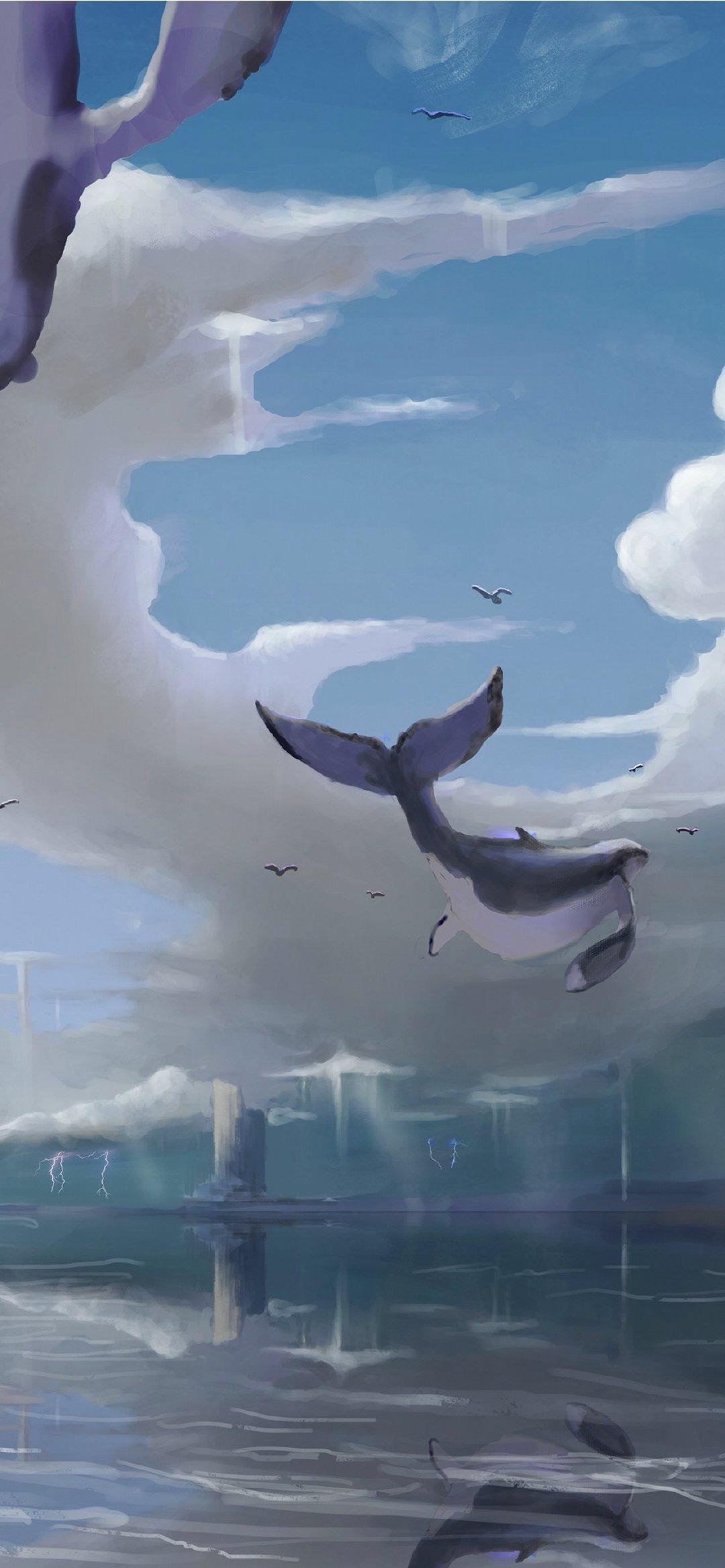 有蓝色鲸鱼的手机壁纸吗