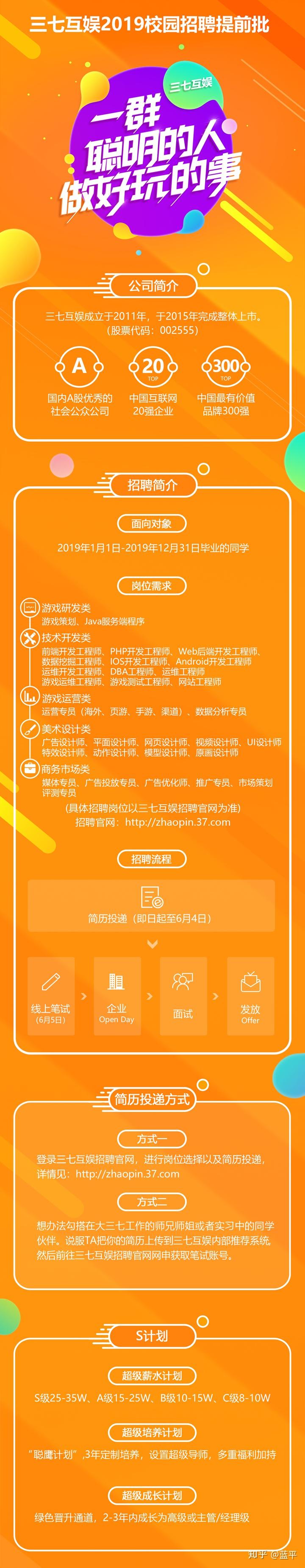 三七互娱2019校园招聘提前批正式启动