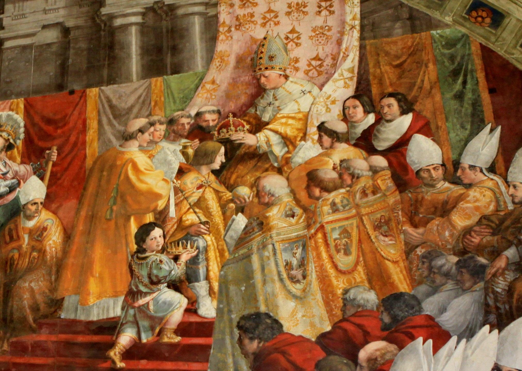 梵蒂冈博物馆(9)拉斐尔画室4 火灾厅壁画:波尔哥的火灾,拉斐尔老师佩