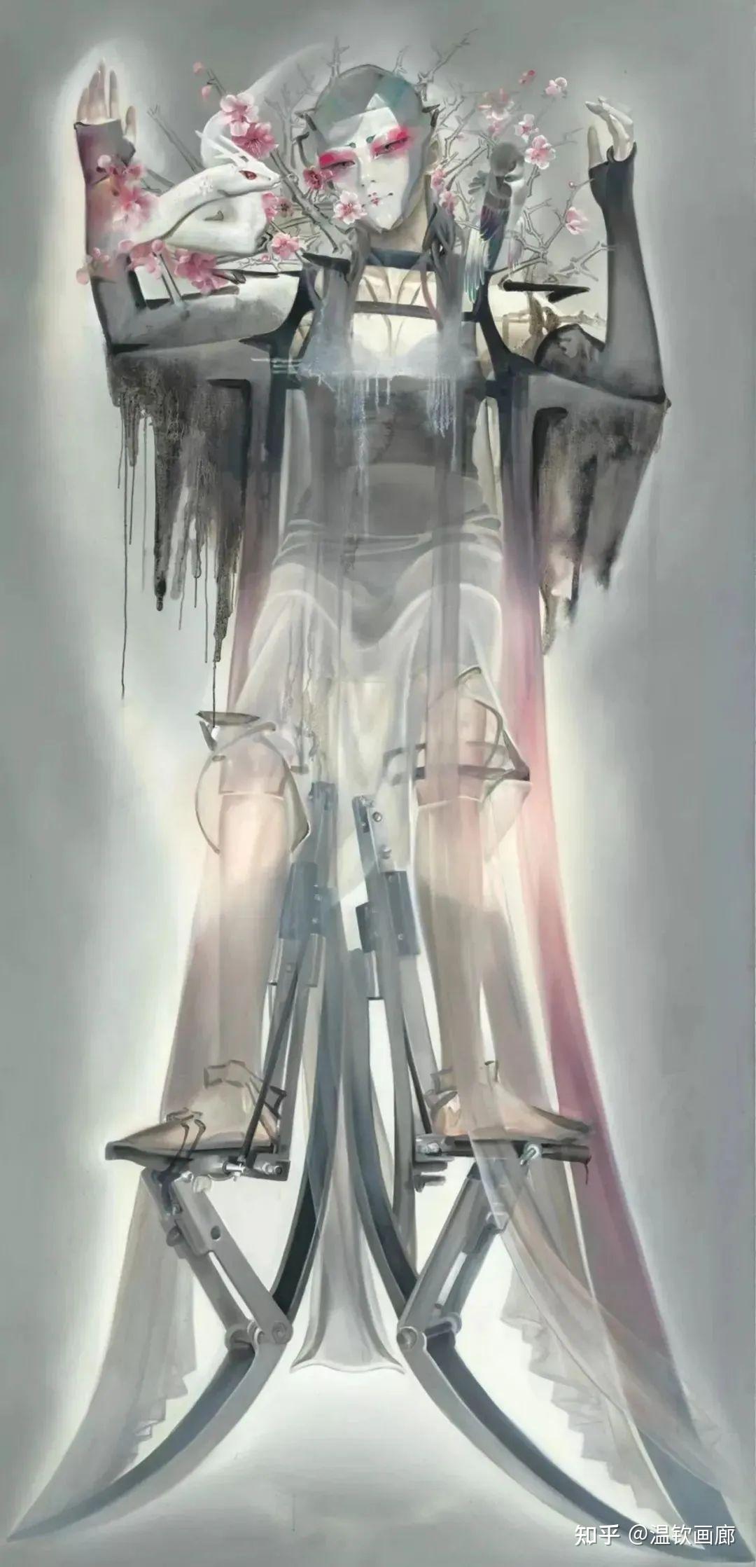 宋琨《花与蛇-昔珈》300×140cm 布面油画 2014成交价:345万元,艺术家