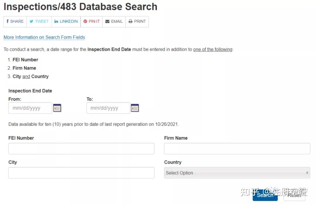 FDA检查及483表查询 知乎