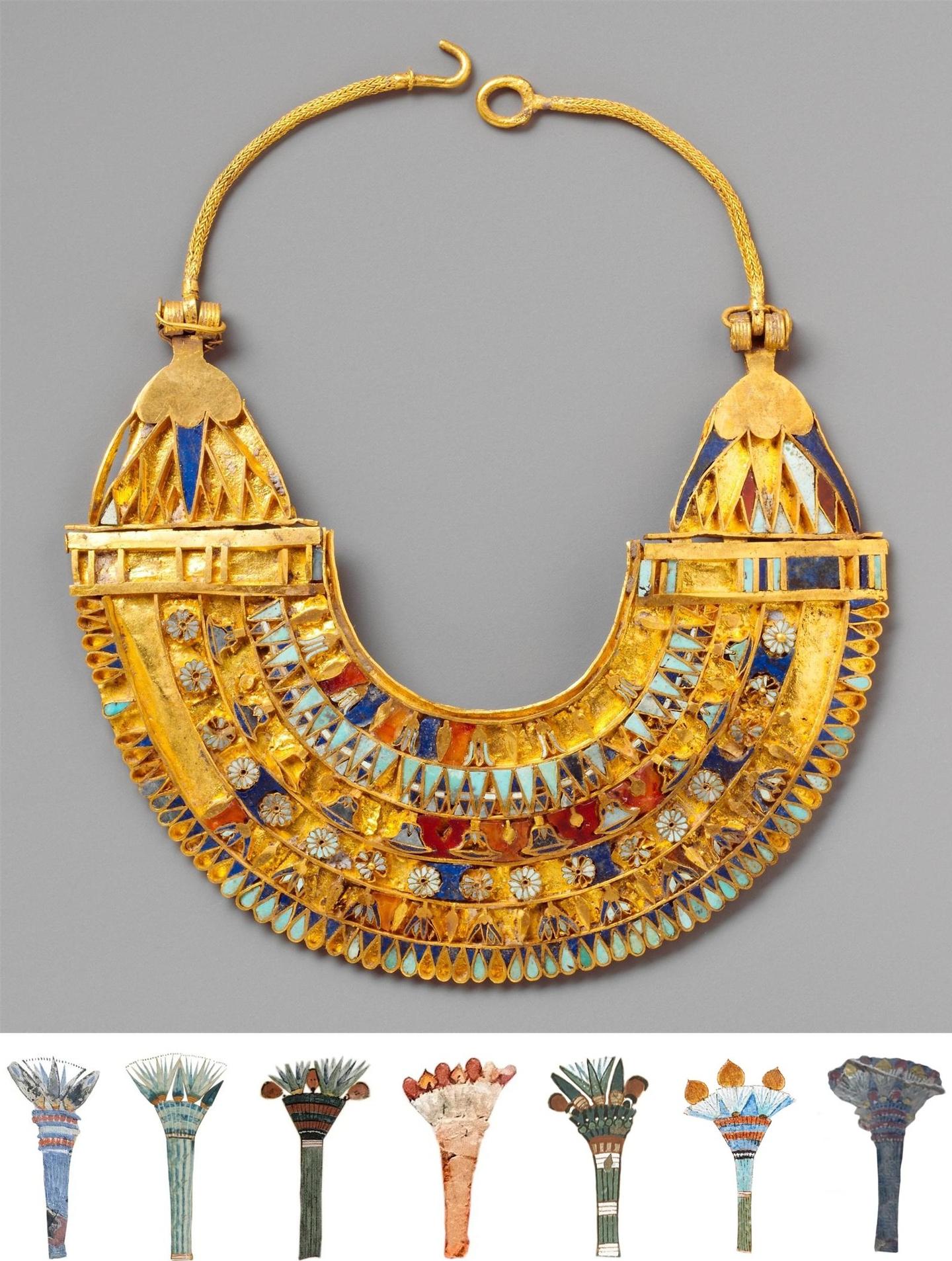 古埃及花卉艺术鲜花易朽神魂不朽诸多配图文物首饰壁画