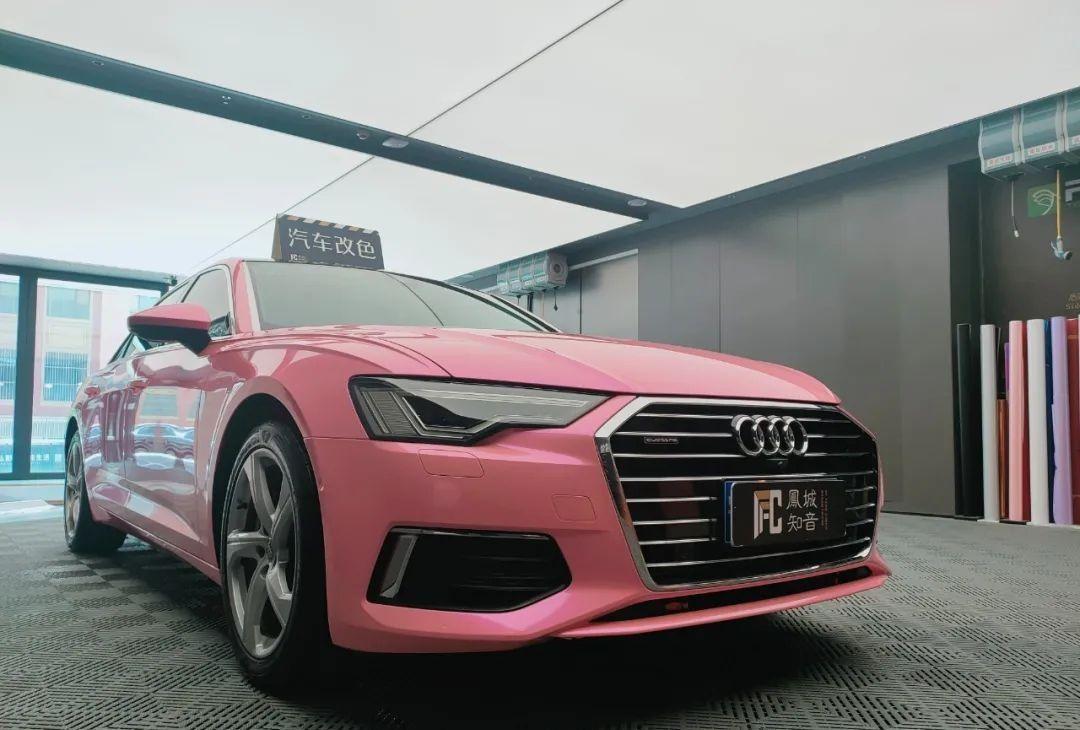 施工车型:奥迪a6l车型颜色:梦幻紫魅粉施工项目:全车改色外观设计细节