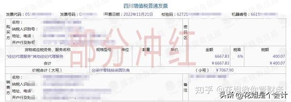 发票知识!搞清楚发票部分红冲的问题 - 知乎