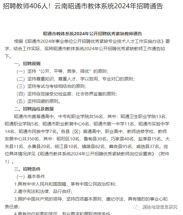 昭通市教體系統2024年公開招聘優秀緊缺教師報名表