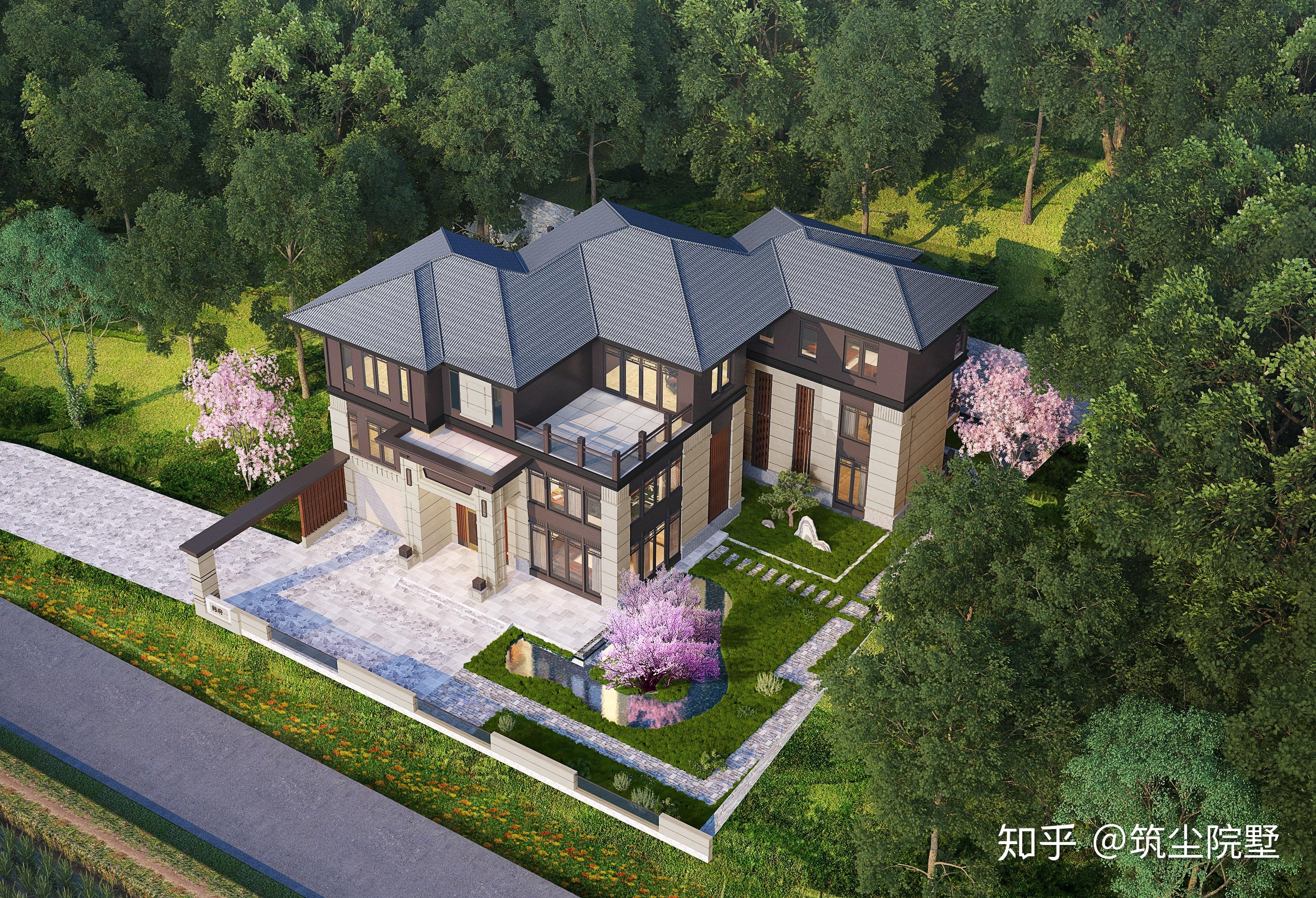 QH3070三层别墅设计图纸中国风 新中式乡村别墅农村自建房设计图新中式 - 青禾乡墅科技