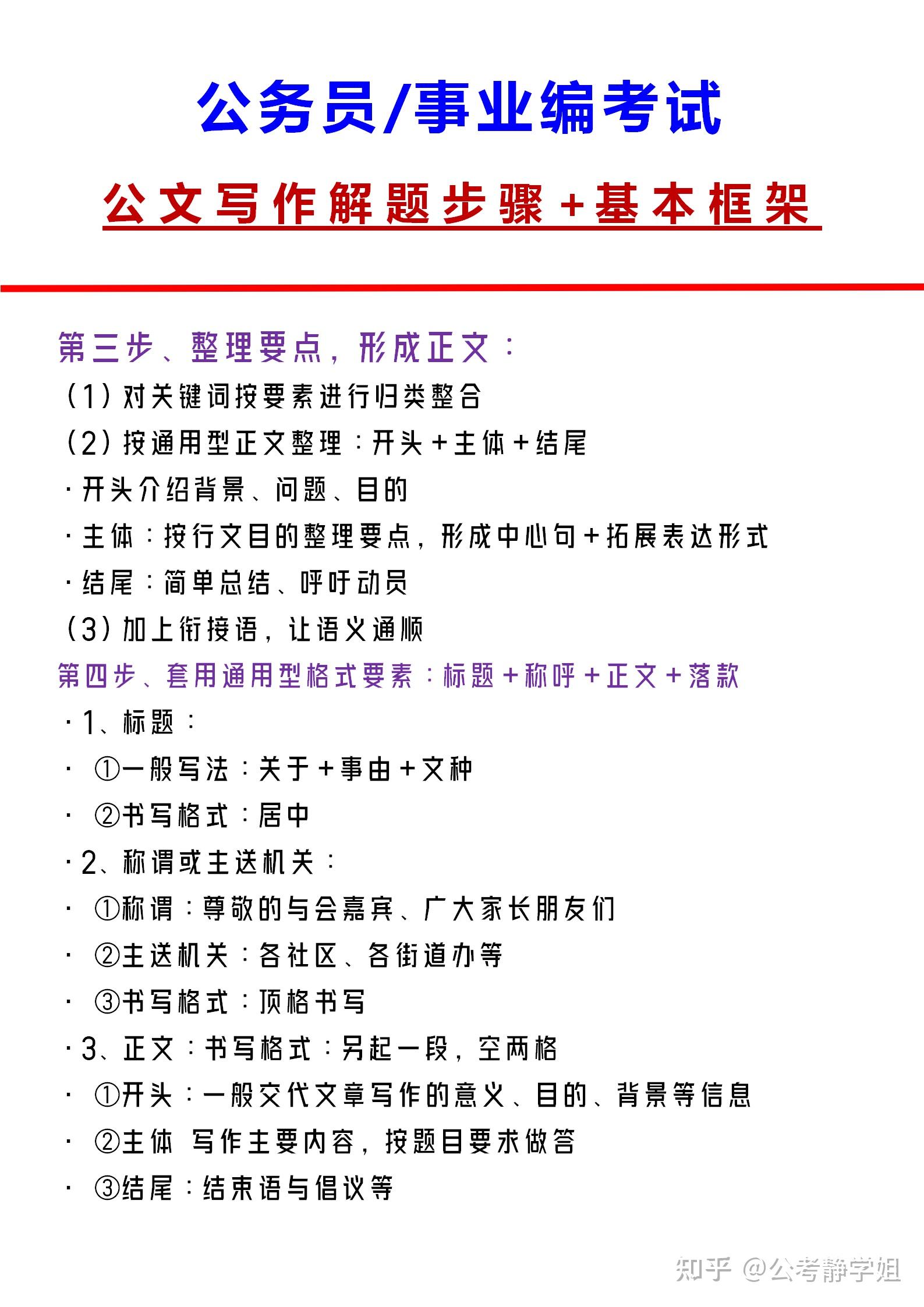 公务员 事业编考试：公文写作解题步骤 基本框架，收藏使用 知乎