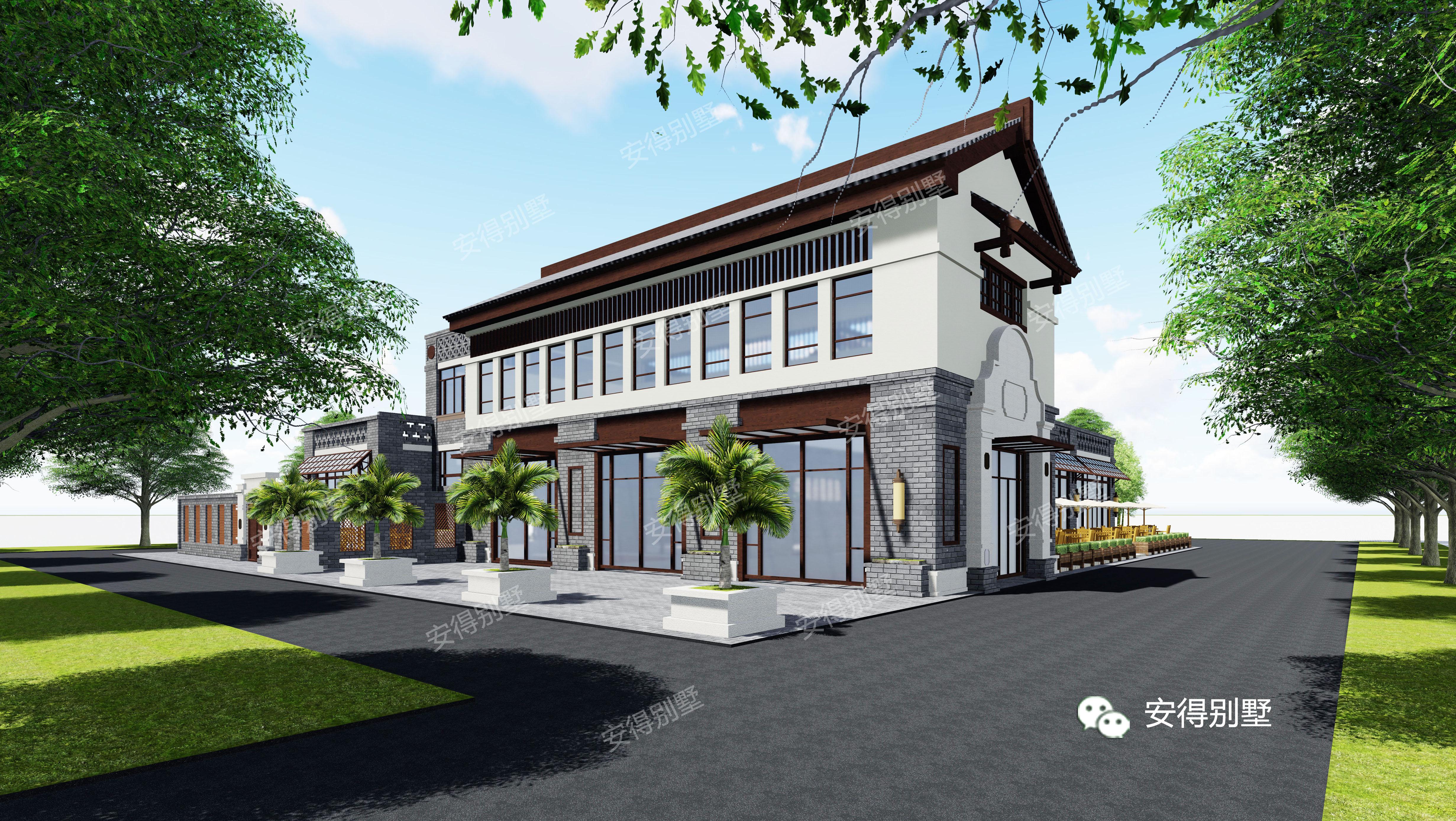 新农村建设中式风格的沿街商铺赶超市中心的商业街