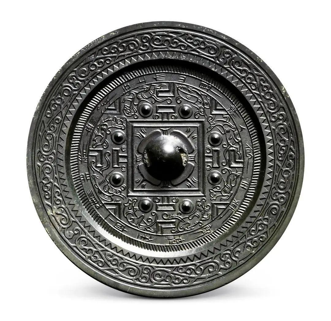 中国美術 銅製 古鏡 φ22.5cm 幾何学模様(K-HA468) 中国美術 銅製 古鏡 φ22.5cm 幾何学模様(K-HA468)