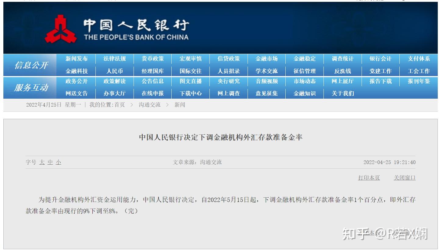 央行下调外汇存款准备金率意味着什么？ - 知乎