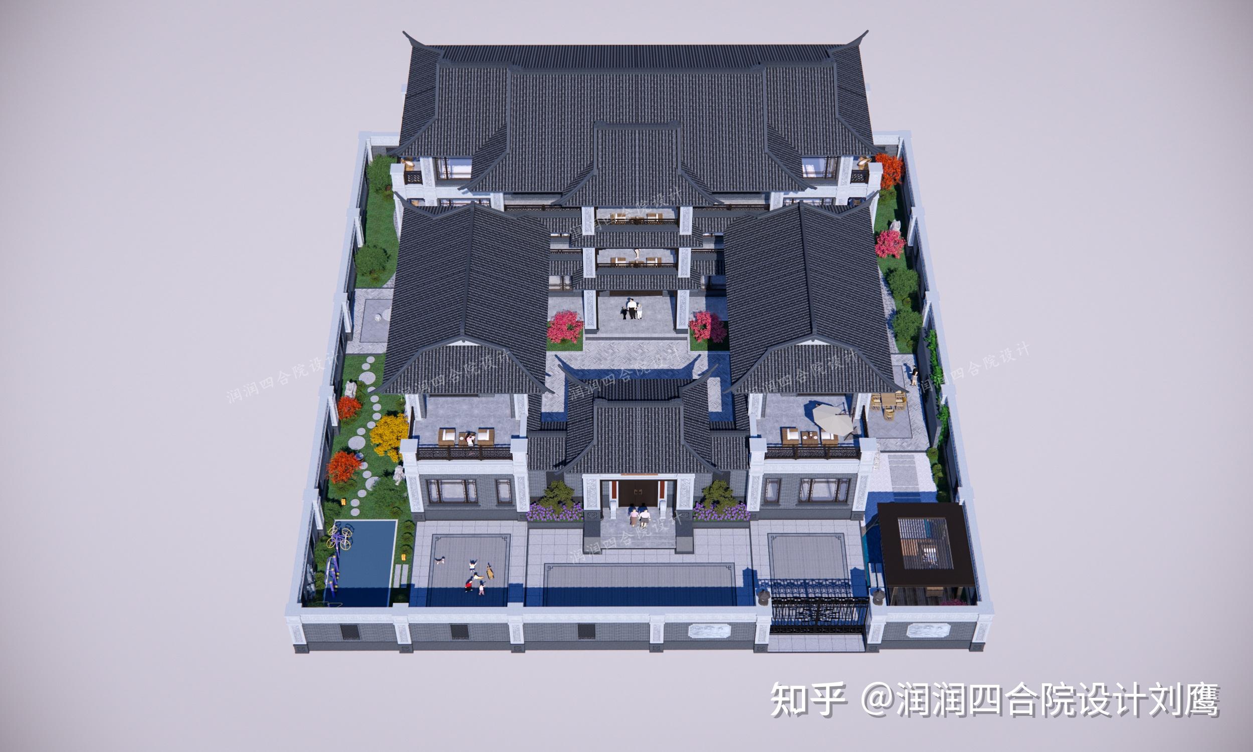 润润四合院设计刘鹰：潮汕中式三层四合院25×26.5，青砖与石材搭出别致的古朴高级感 - 知乎