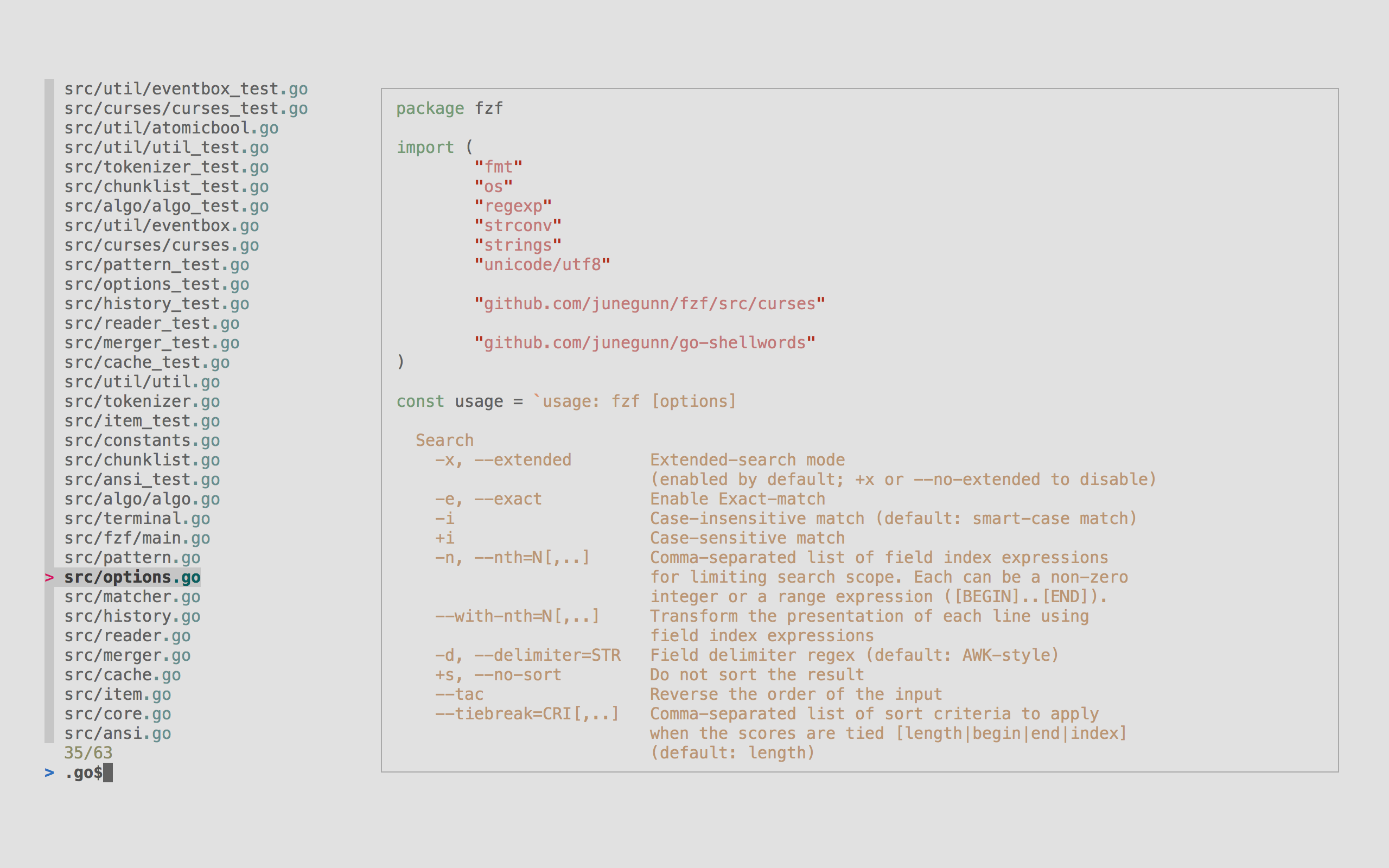 Fuzzy finder fzf vim 