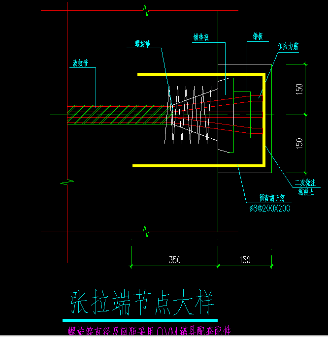 在混凝土中留下一个洞来穿过钢绞线,在混凝土达到一定强度,张拉钢绞线