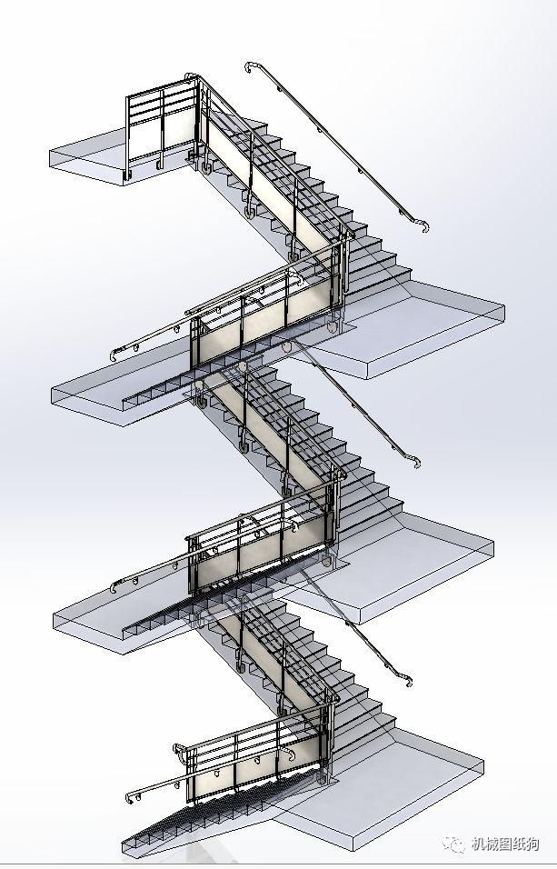 【生活艺术】四层楼梯模型3d图纸 step格式