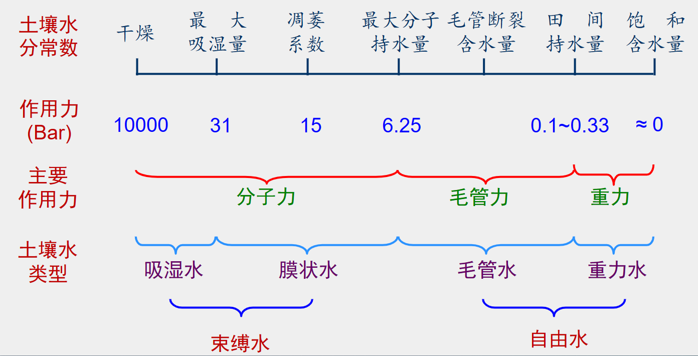土壤水有哪些类型?各有何性质?