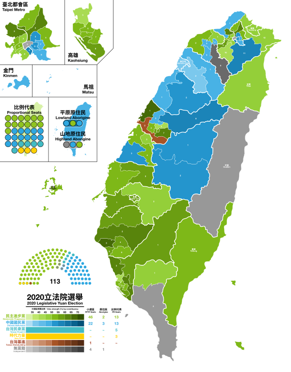资料保存台湾地区2020年民意代表选举得票情况汇总