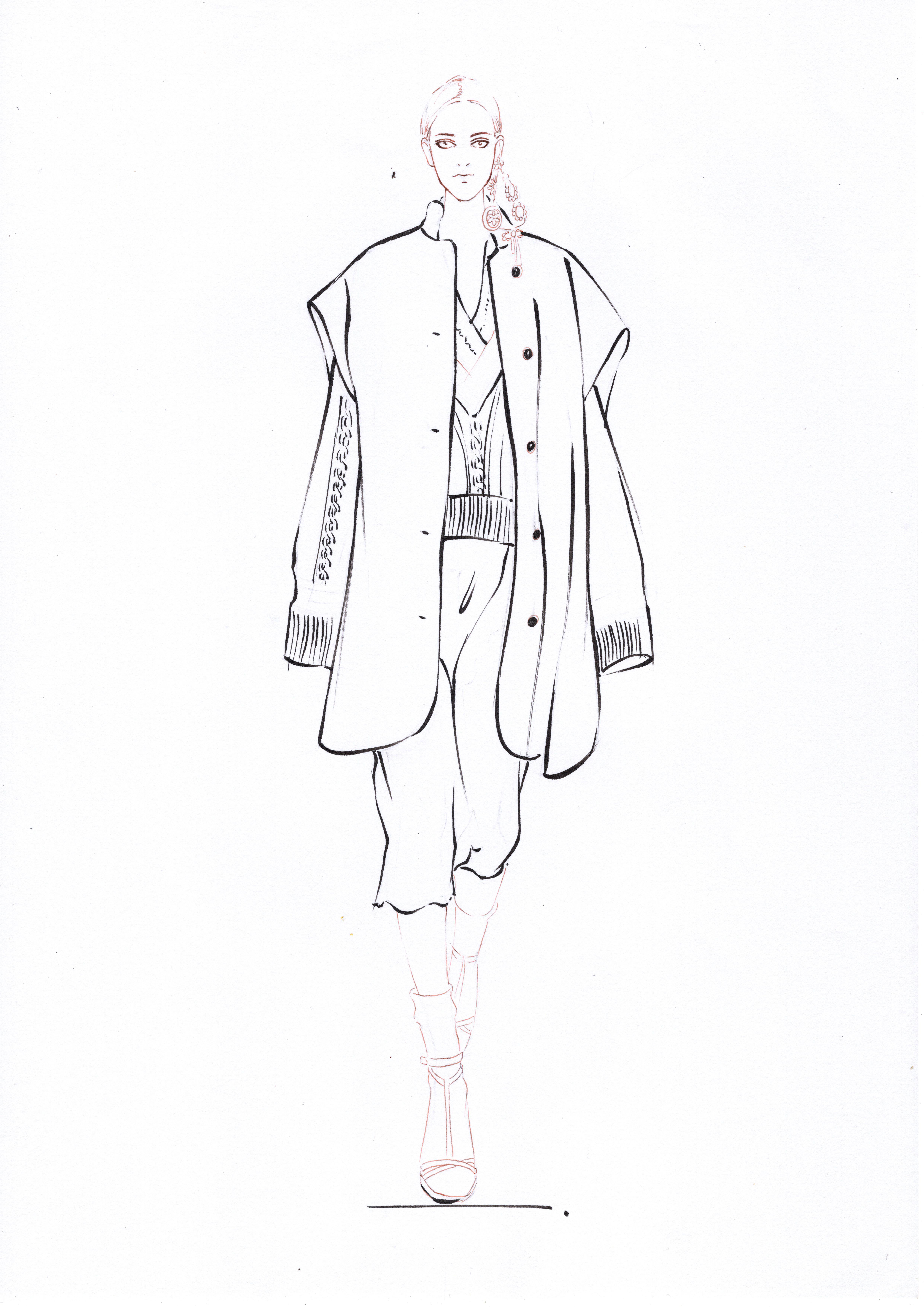 手绘时装画马克笔格纹