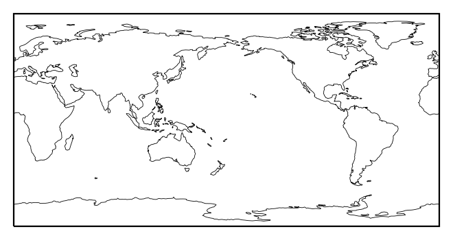 platecarree())ax.coastlines()3.在上一题的地图中,重新指定中心经