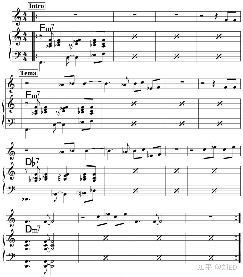 我们以和弦运动较为缓慢的cantaloupe island为例:为了方便讨论,我们