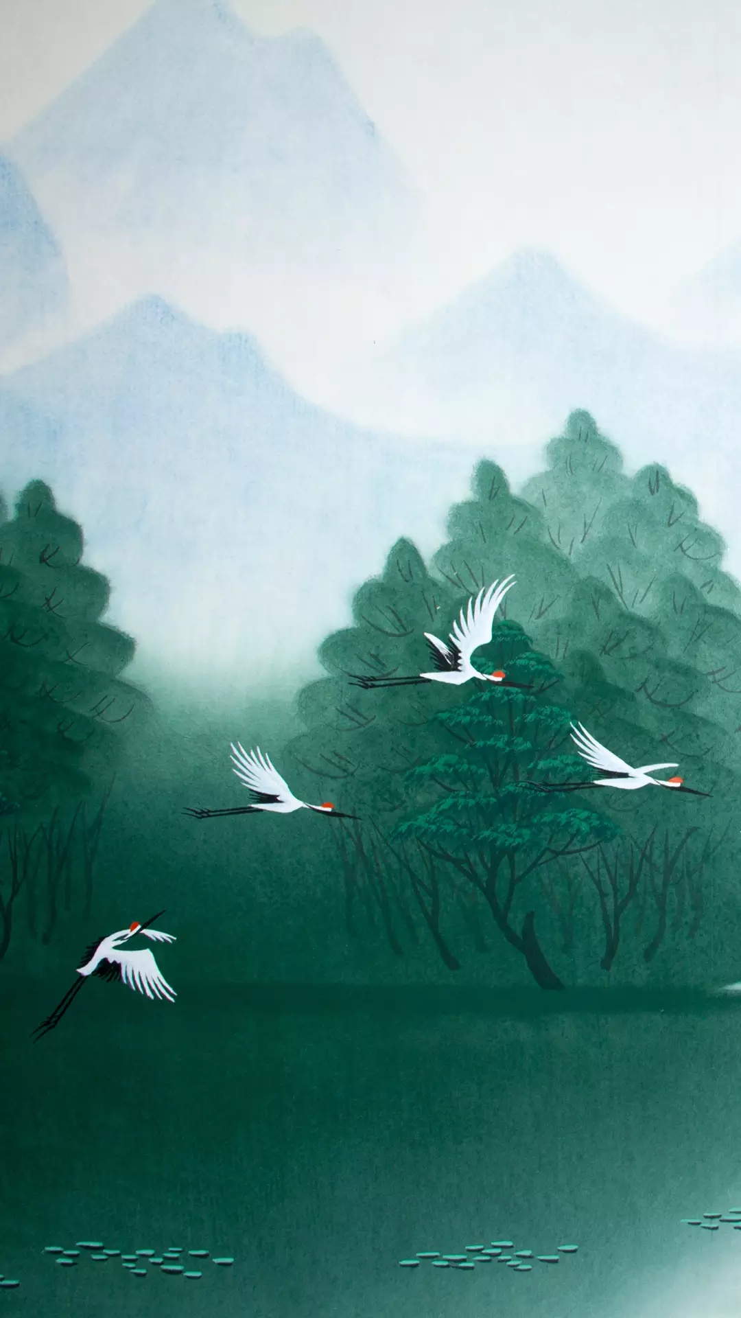 有没有大神给提供一下关于仙鹤的手机壁纸绘画的那种中式日式都可以