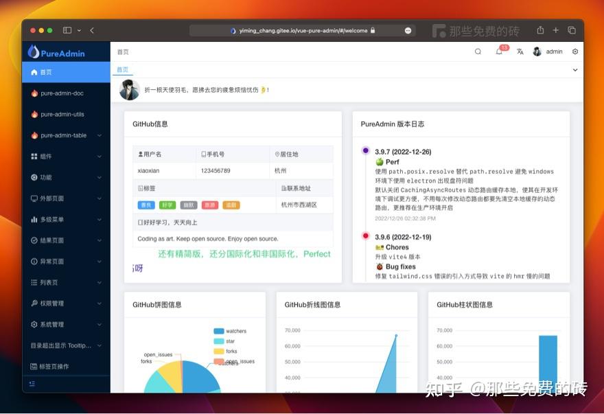 Pure Admin - 基于 Vue3 / Vite / Pinia 等主流技术栈打造的免费开源中后台管理系统，包含前后端源码 - 知乎