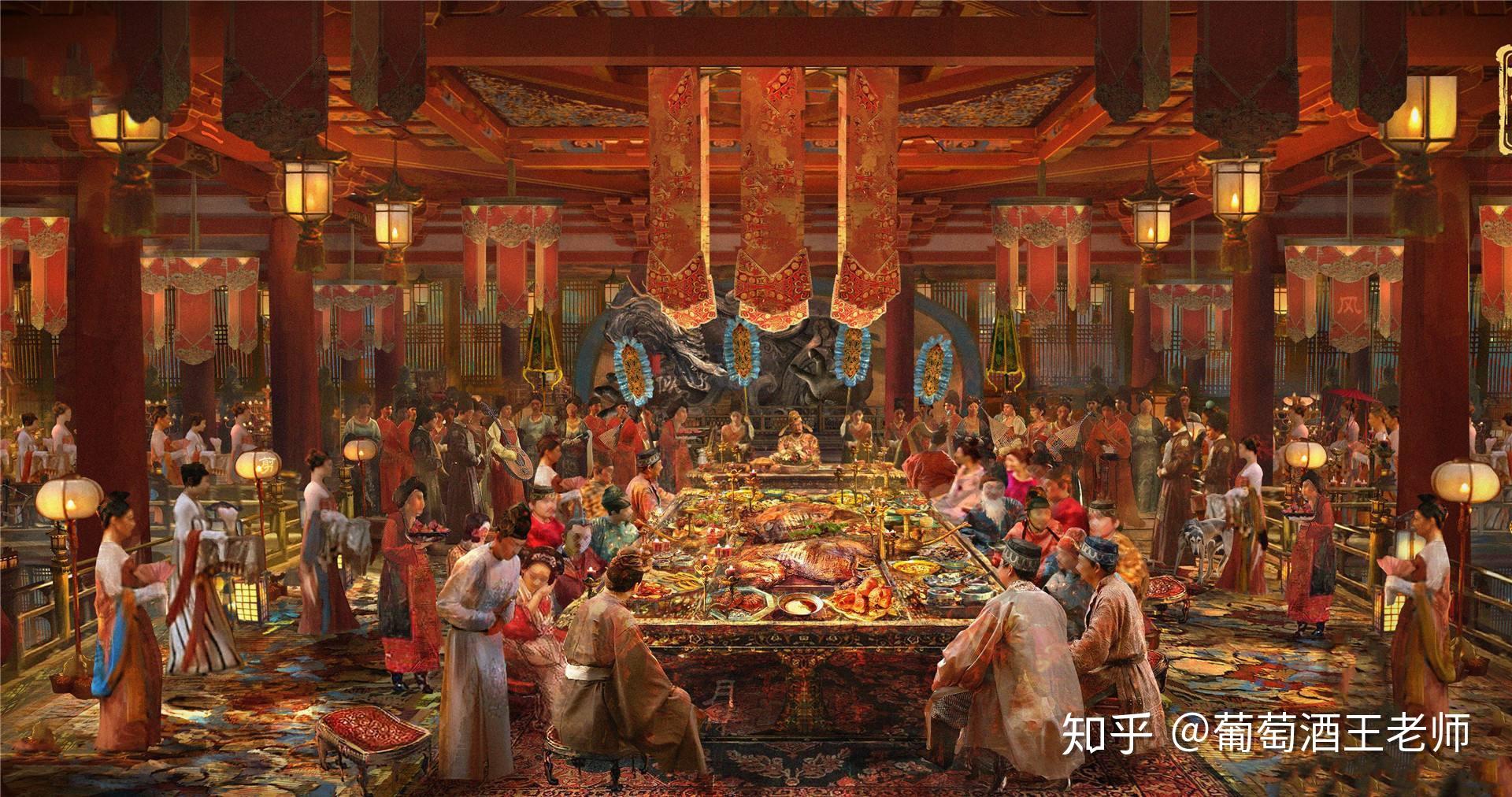 唐朝初年,高祖李渊大宴群臣时请大家吃葡萄.