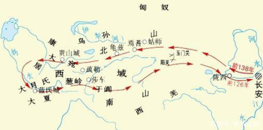 张骞出使西域路线图