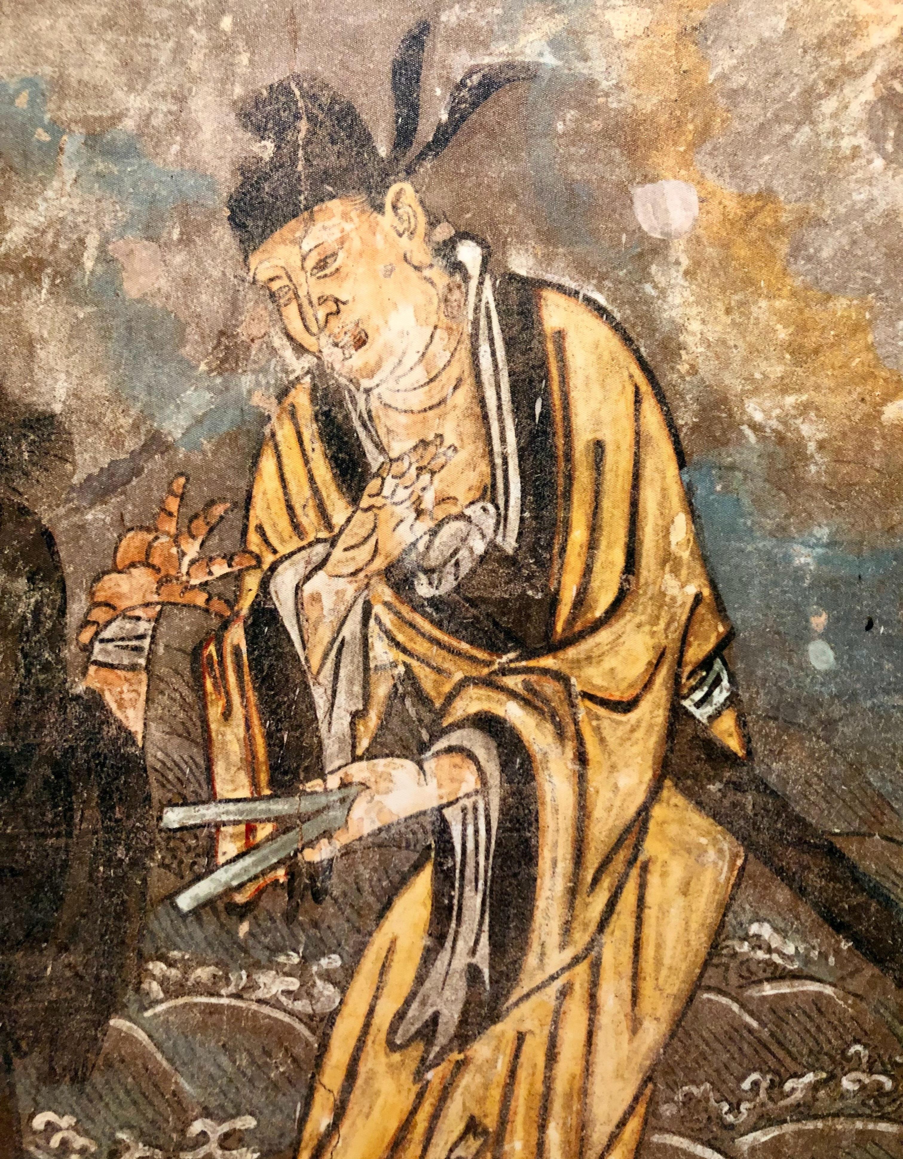 山西永乐宫纯阳殿-元代壁画:吕洞宾神仙故事:钟吕论道,八仙过海图