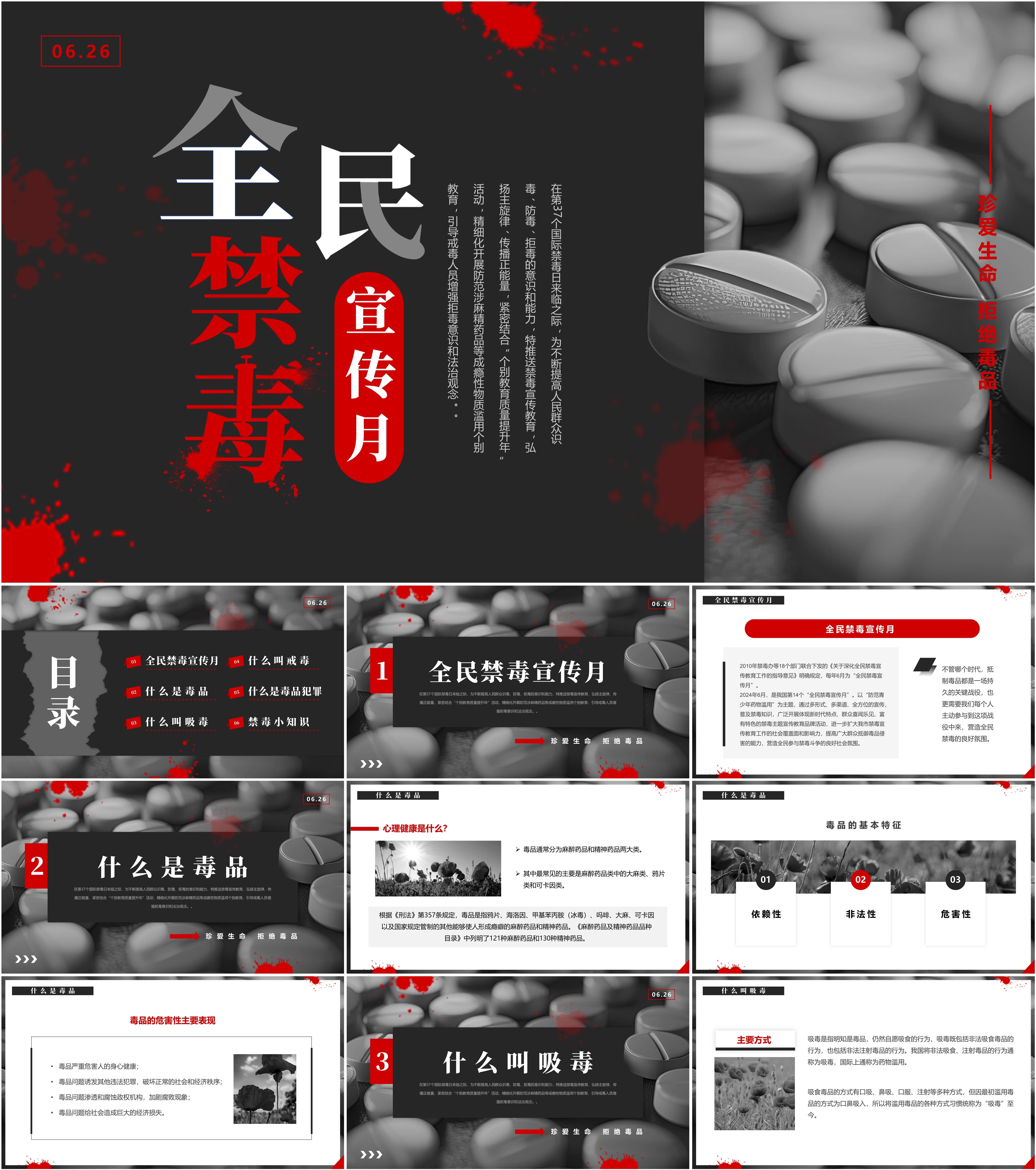 最新26套高质量全民禁毒宣传月&国际禁毒日&禁毒宣传教育ppt课件!