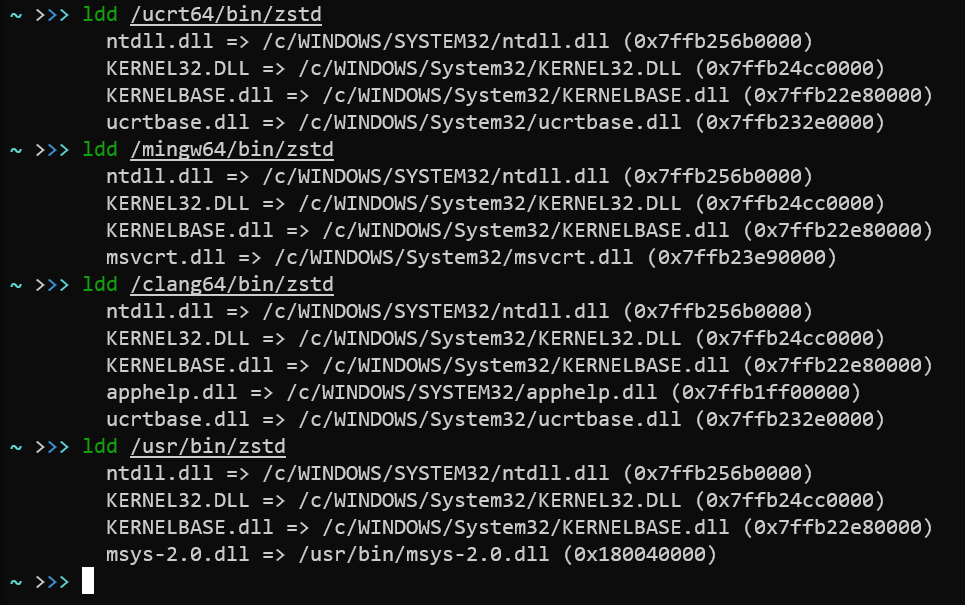  msys2 mingw64 ucrt64 clang64 