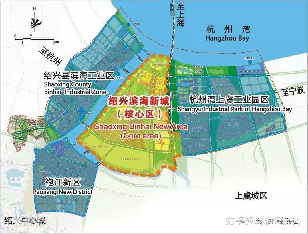 滨海新区要起来,必须引入东边的上虞工业园区,南边的袍江经济技术开发