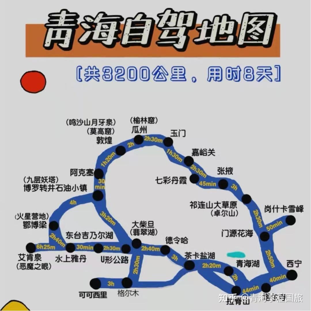 青海自驾游记青海手绘旅行地图