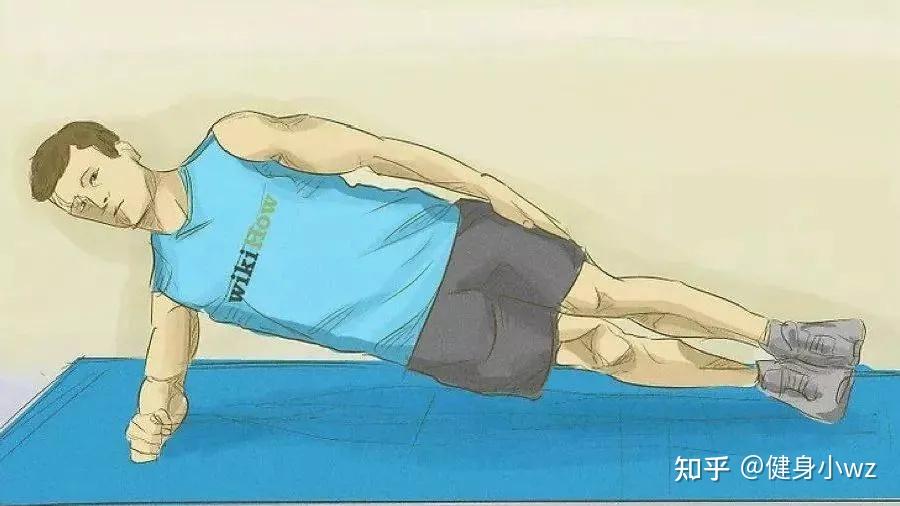 第三个动作:side plank up & down(侧板撑上下)