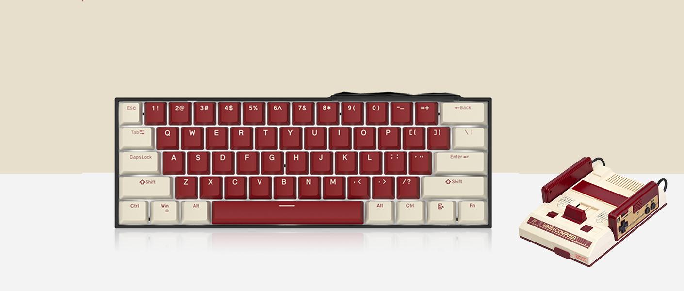 新品发布黑爵k610t红白机三模机械键盘