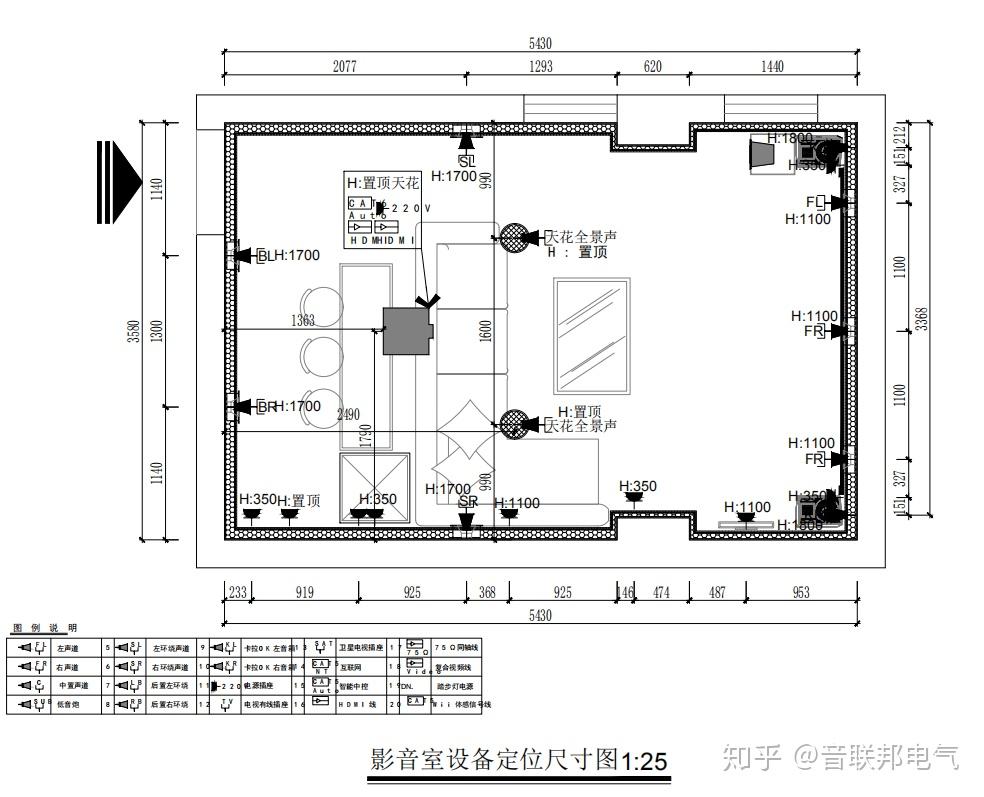 别墅影音室平面图图片