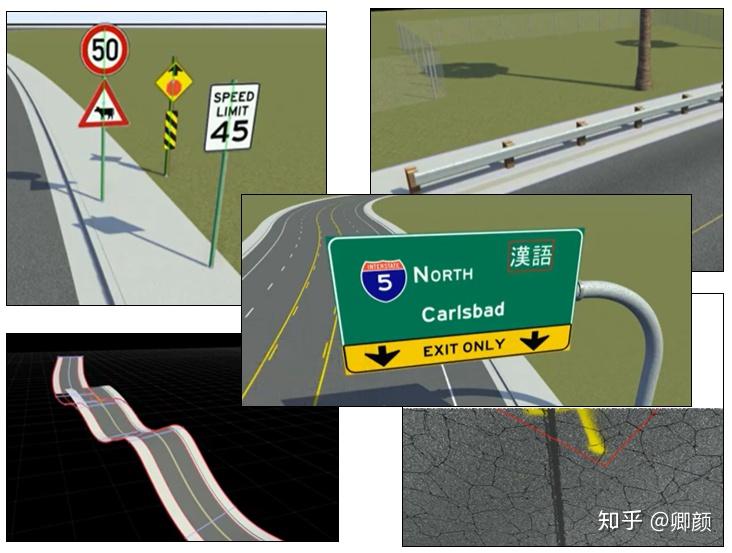 您可以創建區域特定的道路標誌和標記以自定義道路場景.