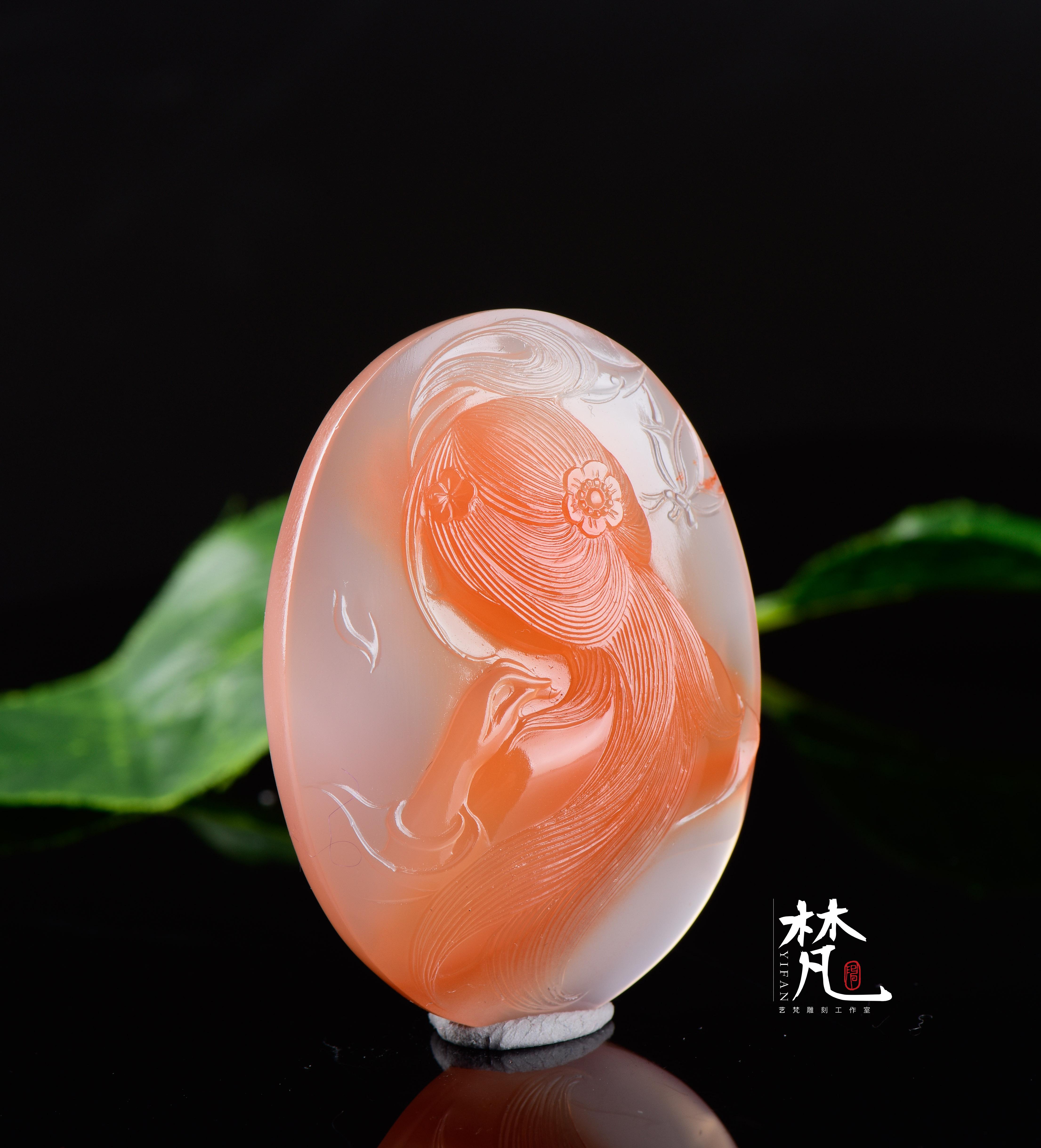 苏州玉雕大师陈振坡冰飘付诸红一抹约来梵心玉为凭