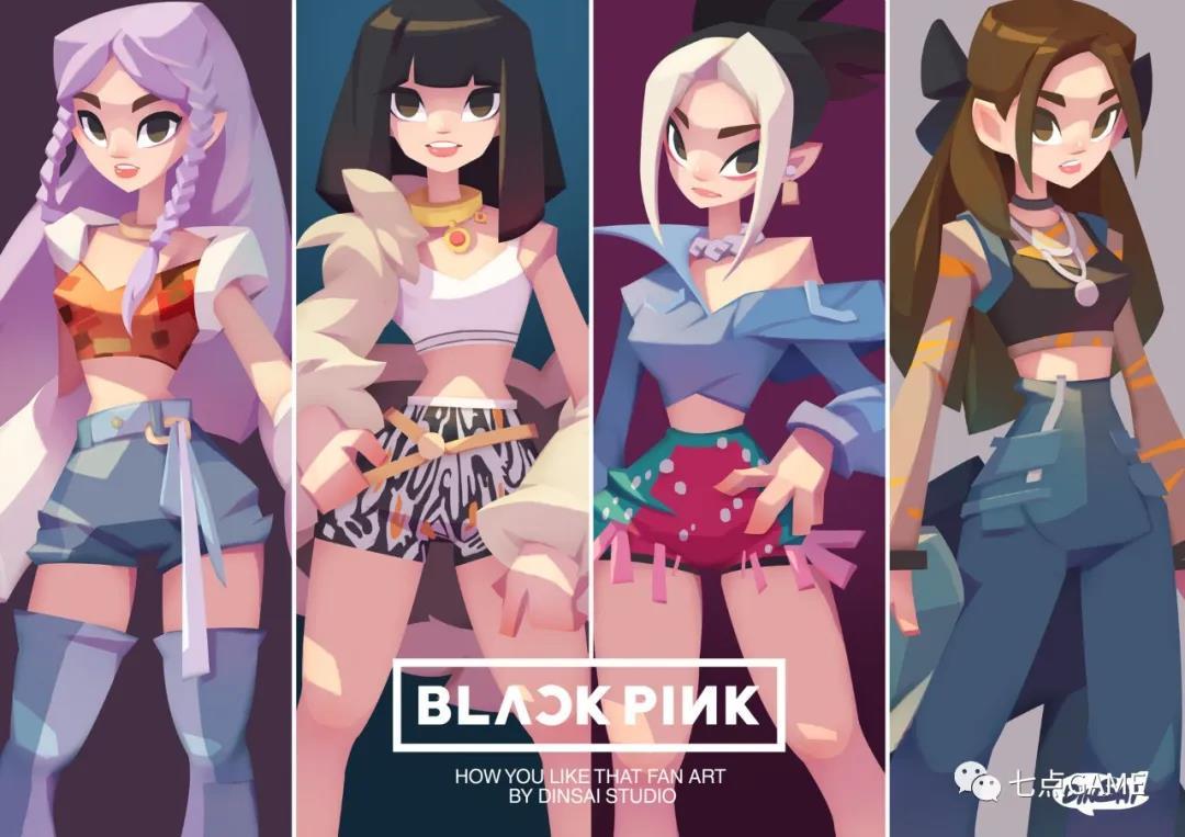 blackpink高度概括的美式卡通这样诠释经典也很赞7game