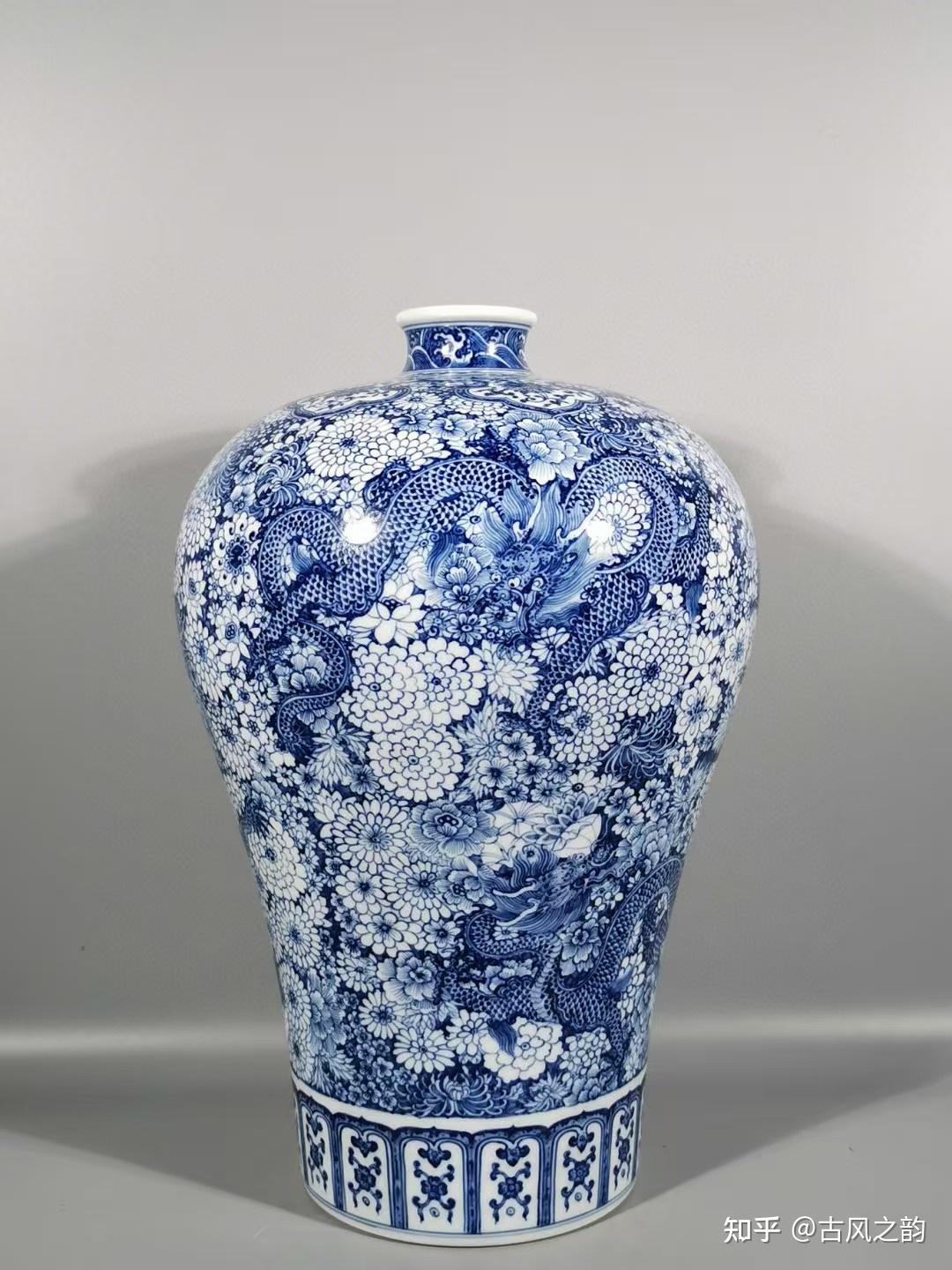 古韵凝华：清雍正青花万花五龙梅瓶之美- 知乎
